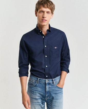 Casual overhemd poplin donkerblauw