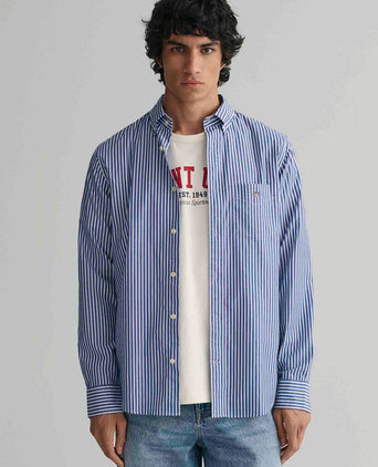 Gant casual overhemd streep blauw | Regular-fit