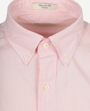 Poplin banker overhemd streep roze