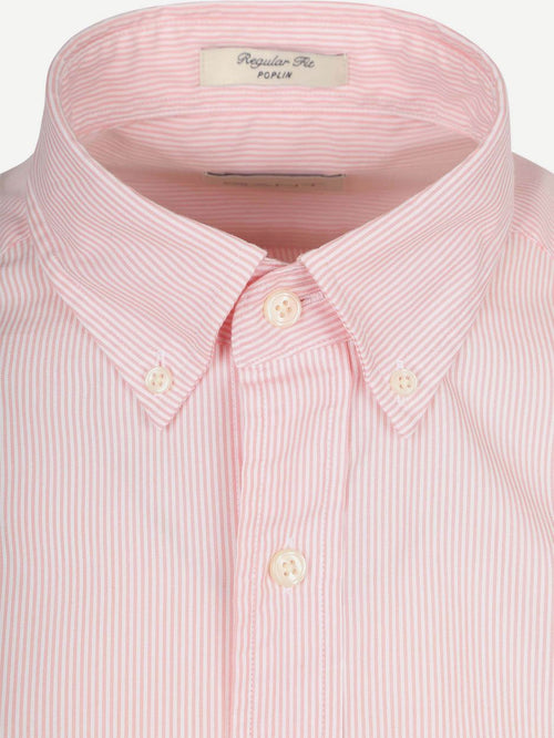 Poplin banker overhemd streep roze