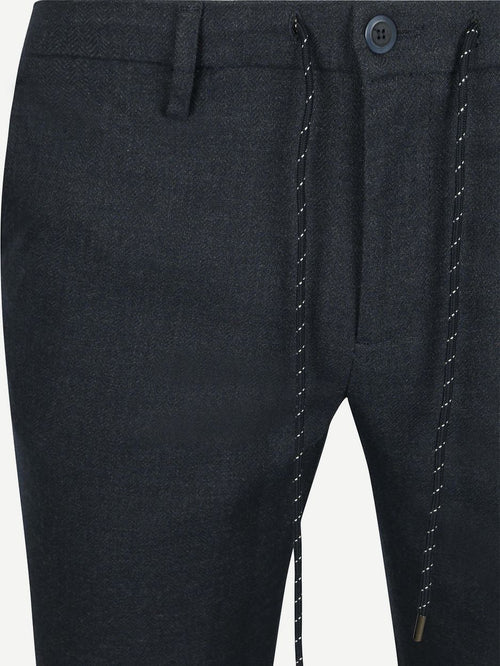Alberto broek jump flanel herringbone donkerblauw | Slim-fit