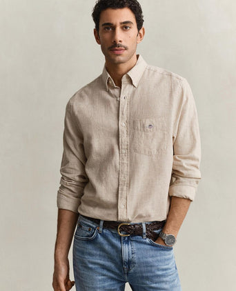 Overhemd cotton linen beige