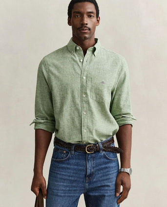 Overhemd cotton linen groen