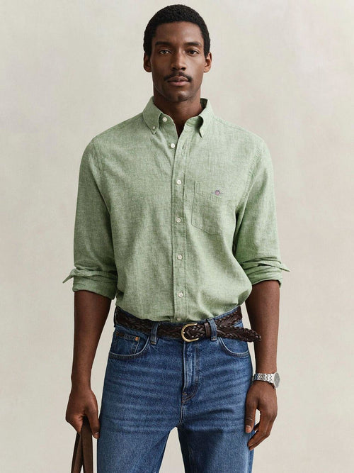 Overhemd cotton linen groen