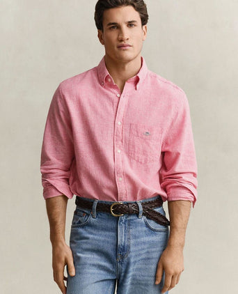 Overhemd cotton linen roze