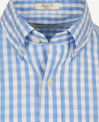 Overhemd gingham poplin classic blauw