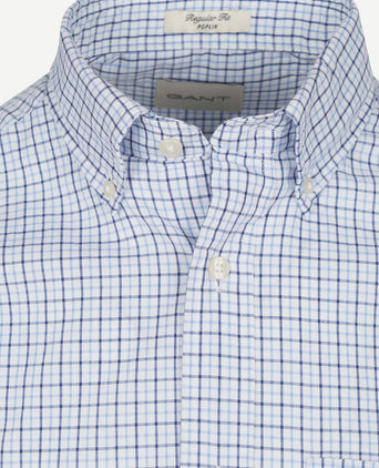 Gant casual overhemd poplin ruit blauw | Regular-fit