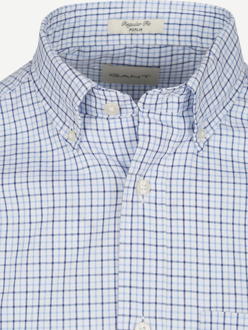 Gant casual overhemd poplin ruit blauw | Regular-fit