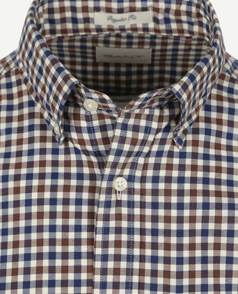 Gant casual overhemd twill ruit bruin | Regular-fit