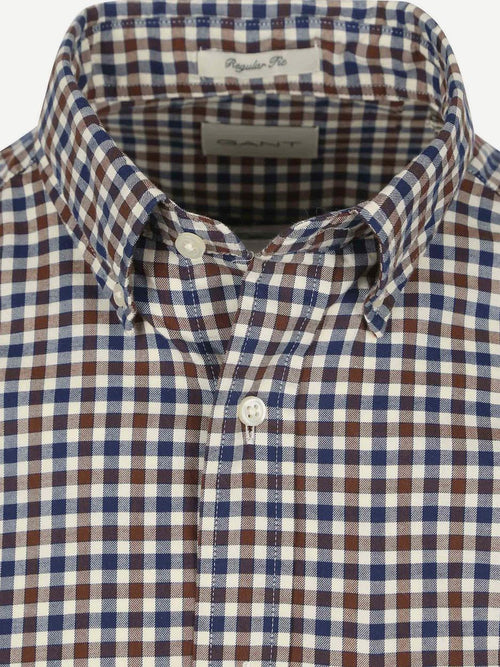 Gant casual overhemd twill ruit bruin | Regular-fit