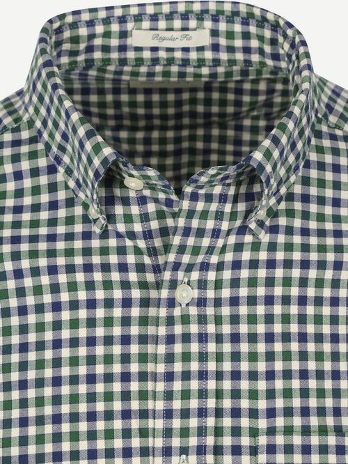 Gant casual overhemd twill ruit groen | Regular-fit