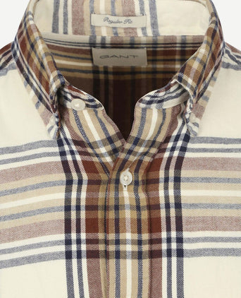 Gant overhemd flanel ruit ecru | Regular-fit