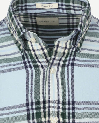 Gant overhemd flanel ruit blauw | Regular-fit