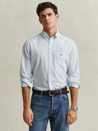 Overhemd stripe poplin classic blauw Overhemd stripe poplin classic blauw