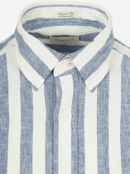 Cotton linen overhemd streep blauw