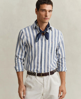Cotton linen overhemd streep blauw