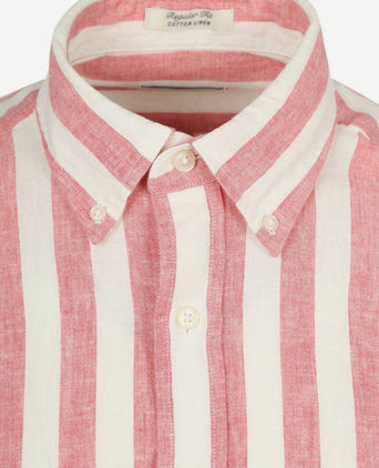 Cotton linen overhemd streep roze