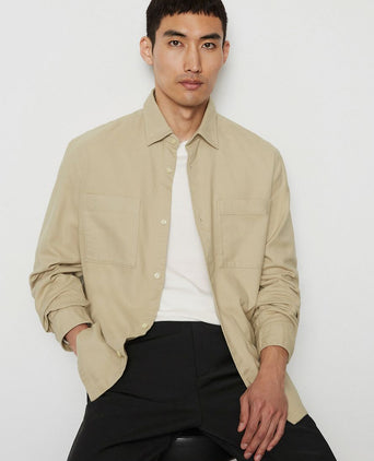 Overhemd twill flanel beige