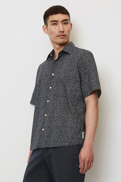 Overhemd short sleeves print donkerblauw