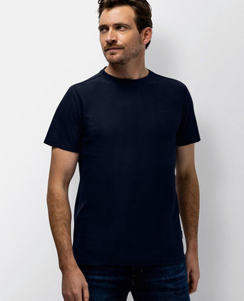 T-shirt herringbone donkerblauw