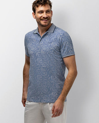 Polo printed leafs lichtblauw