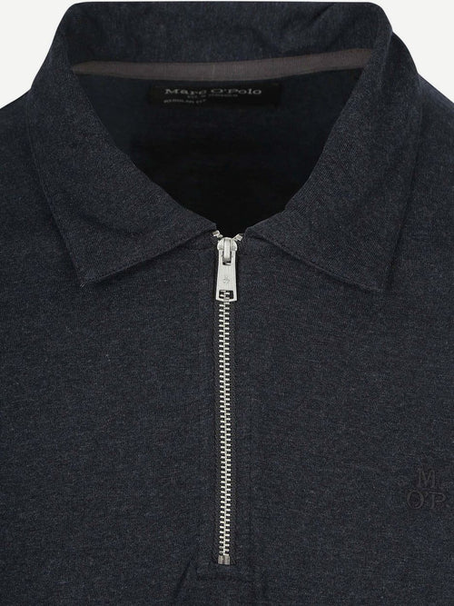 Longsleeve half-zip polo donkerblauw