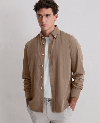 Overhemd fine corduroy taupe