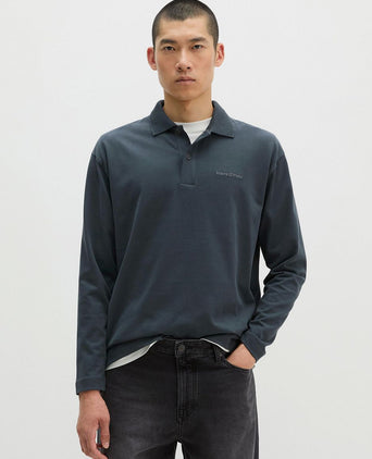 Longsleeve heavy poloshirt peppercorn grey