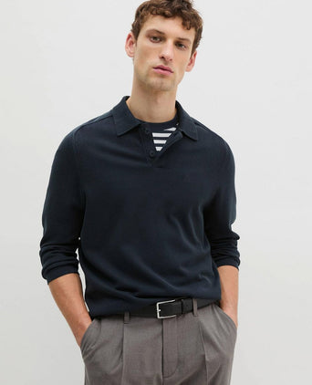 Longsleeve polo donkerblauw