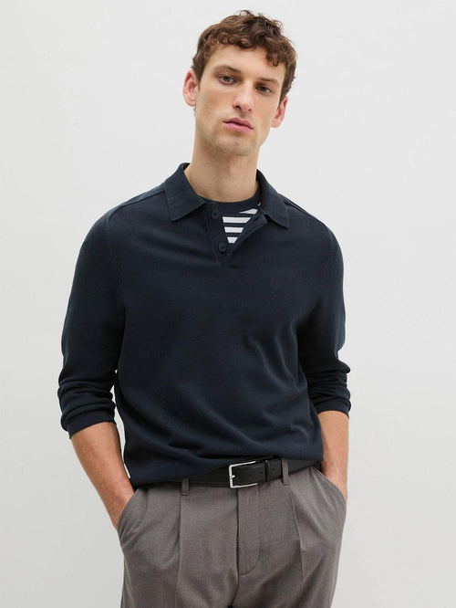 Longsleeve polo donkerblauw