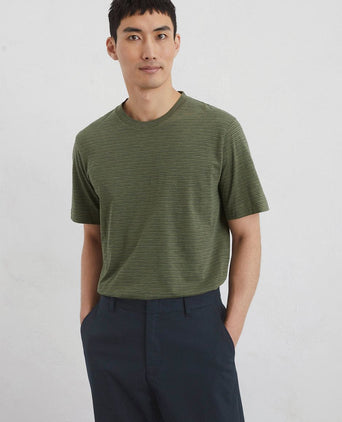 T-shirt slub stripes dark green