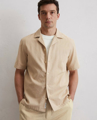 Crèpe overhemd short sleeves beige