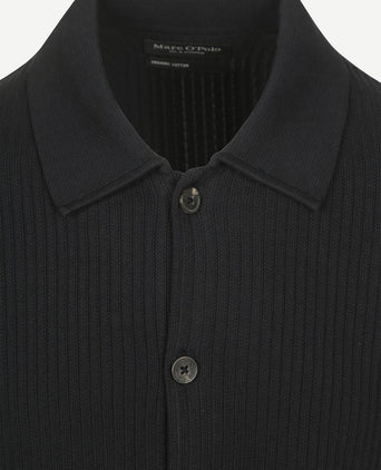 Vest button ribbed donkerblauw