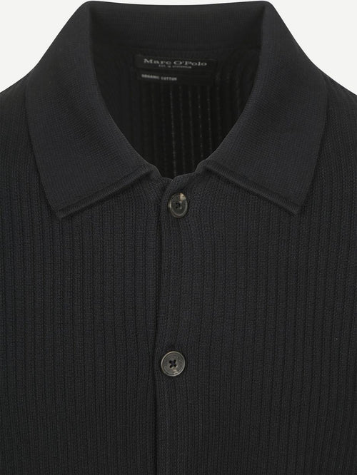 Vest button ribbed donkerblauw