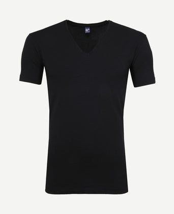 T-shirt NOV v-neck stretch zwart (2-pack)