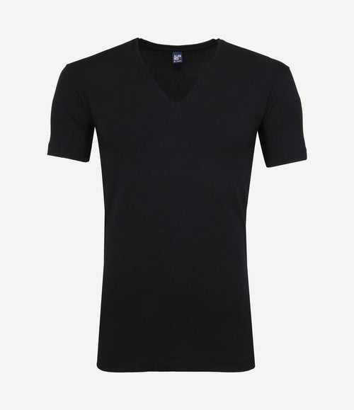 T-shirt NOV v-neck stretch zwart (2-pack)