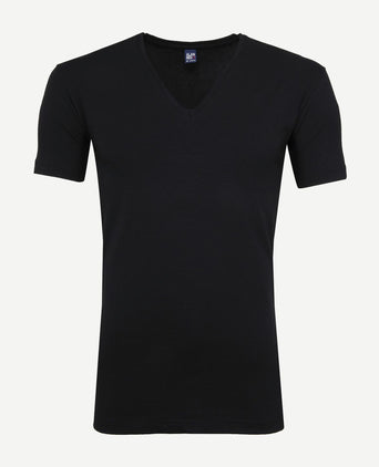 T-shirt NOV v-neck stretch zwart (2-pack)