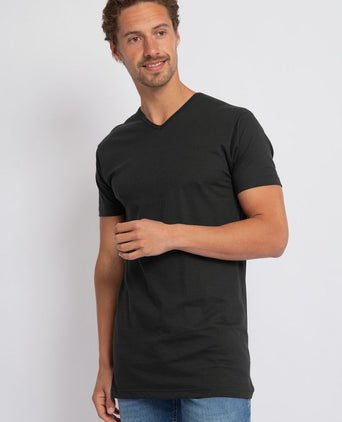 Vermont extra lang v-hals t-shirt zwart (2-pack)