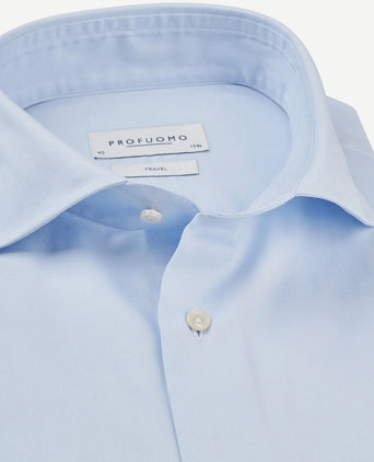 Profuomo travel shirt blauw | Slim-fit
