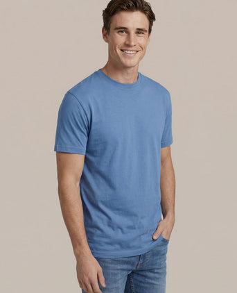 Obra t-shirt hoge ronde hals mid blauw (2-pack)