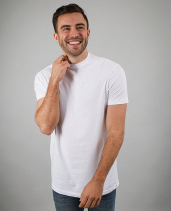 Obra t-shirt hoge ronde hals wit (2-pack)