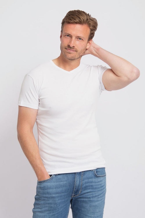 Vermont t-shirt v-hals wit (2-pack)