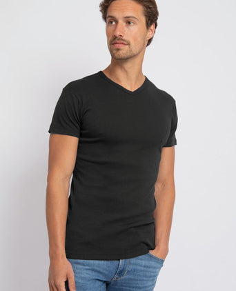 T-shirt v-hals Vermont zwart (2-pack)