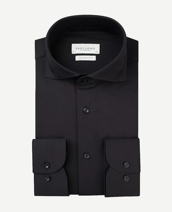 Profuomo japanese knitted overhemd zwart | Slim-fit