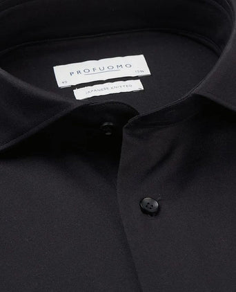 Profuomo japanese knitted overhemd zwart | Slim-fit