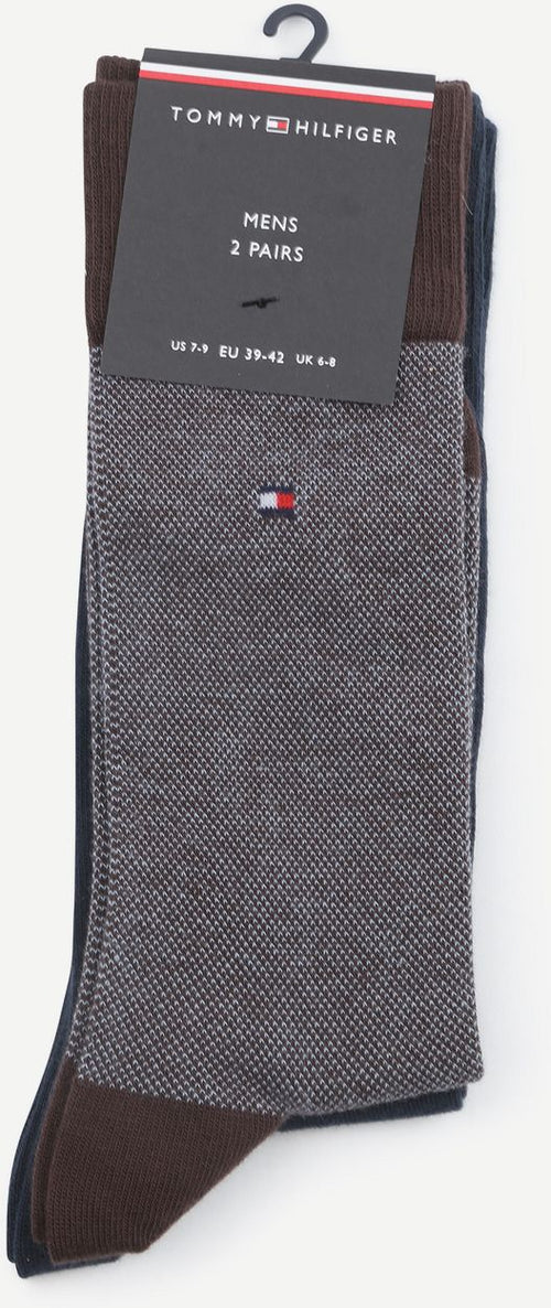 Tommy Hilfiger (2-pack) sokken birdseye burgundy donkerblauw