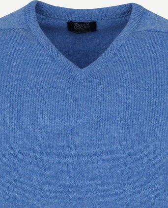 William Lockie v-hals lamswol lichtblauw | Regular-fit