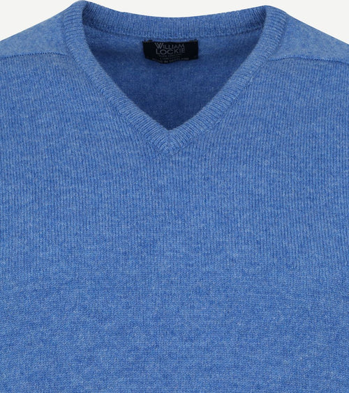William Lockie v-hals lamswol lichtblauw | Regular-fit