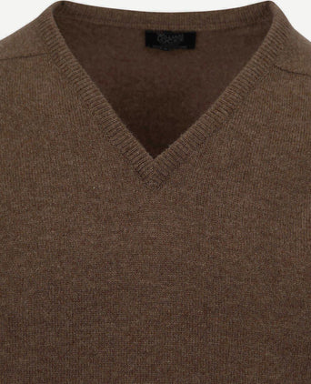 William Lockie v-hals lamswol mocha | Regular-fit