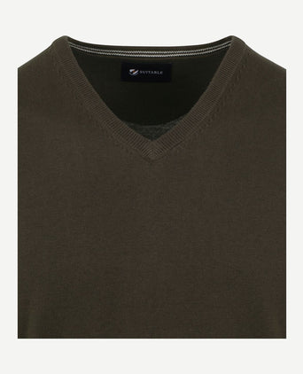 Suitable pullover vini v-hals mid groen
